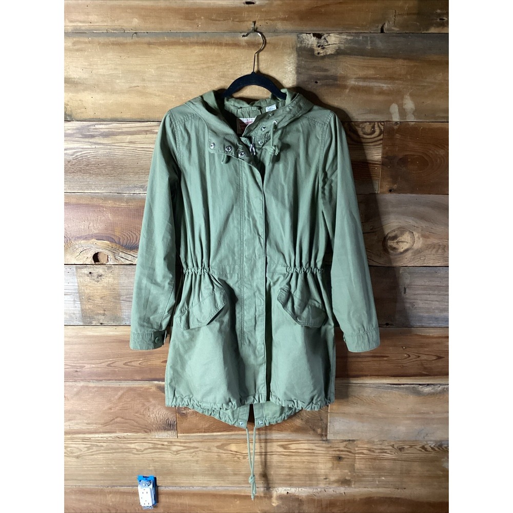 Levi's Women S Lightweight Cotton Hooded Anorak Jacket Utility Army Green Zip